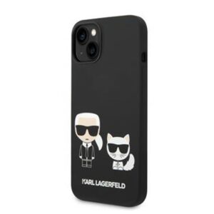 Karl Lagerfeld and Choupette Liquid Silicone Zadní Kryt pro iPhone 14 Plus Black