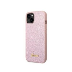 Guess PC/TPU Glitter Flakes Metal Logo Zadní Kryt pro iPhone 14 Plus Pink